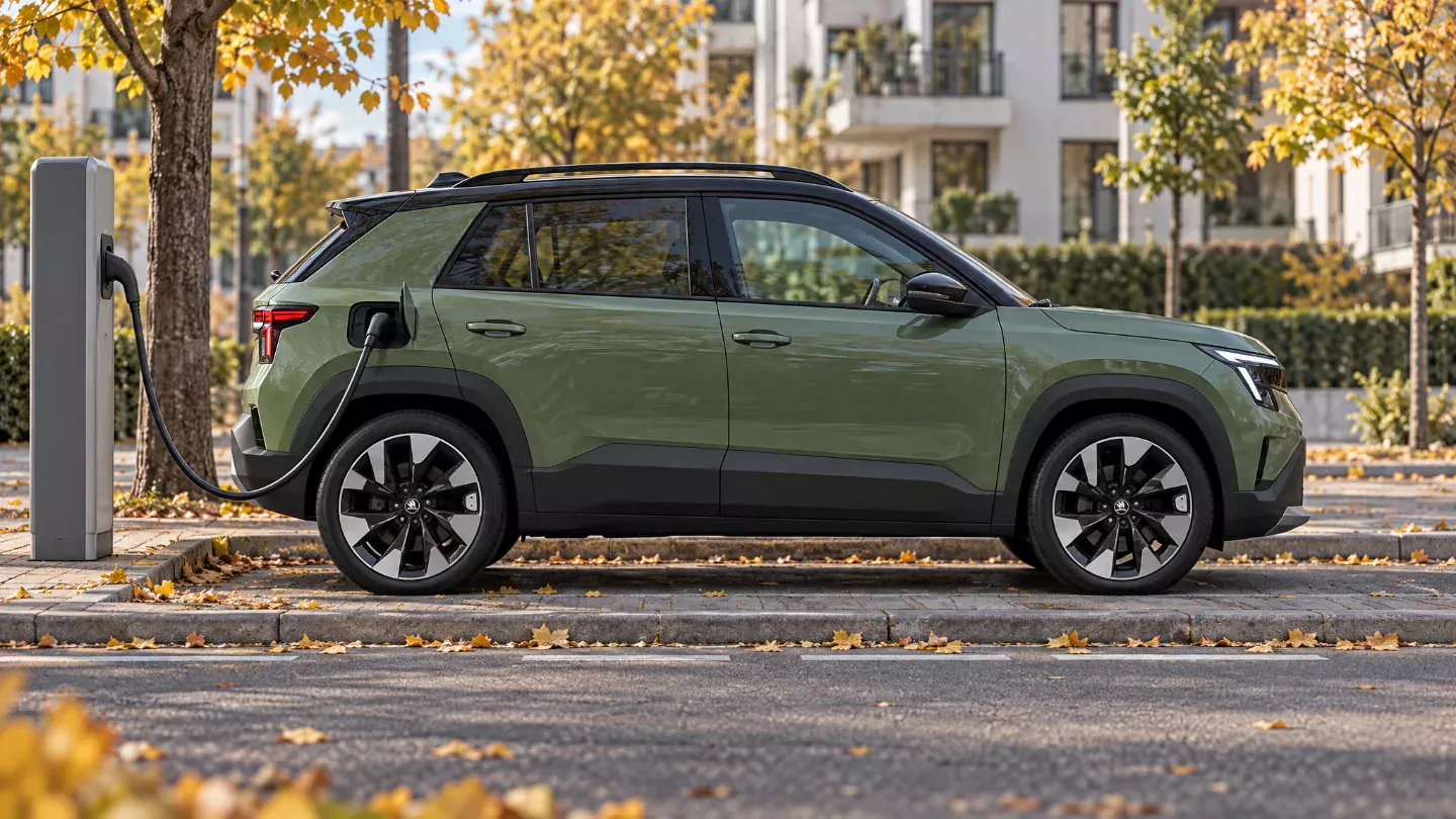 Škoda Epiq 2026 an einer Ladesäule in der Stadt