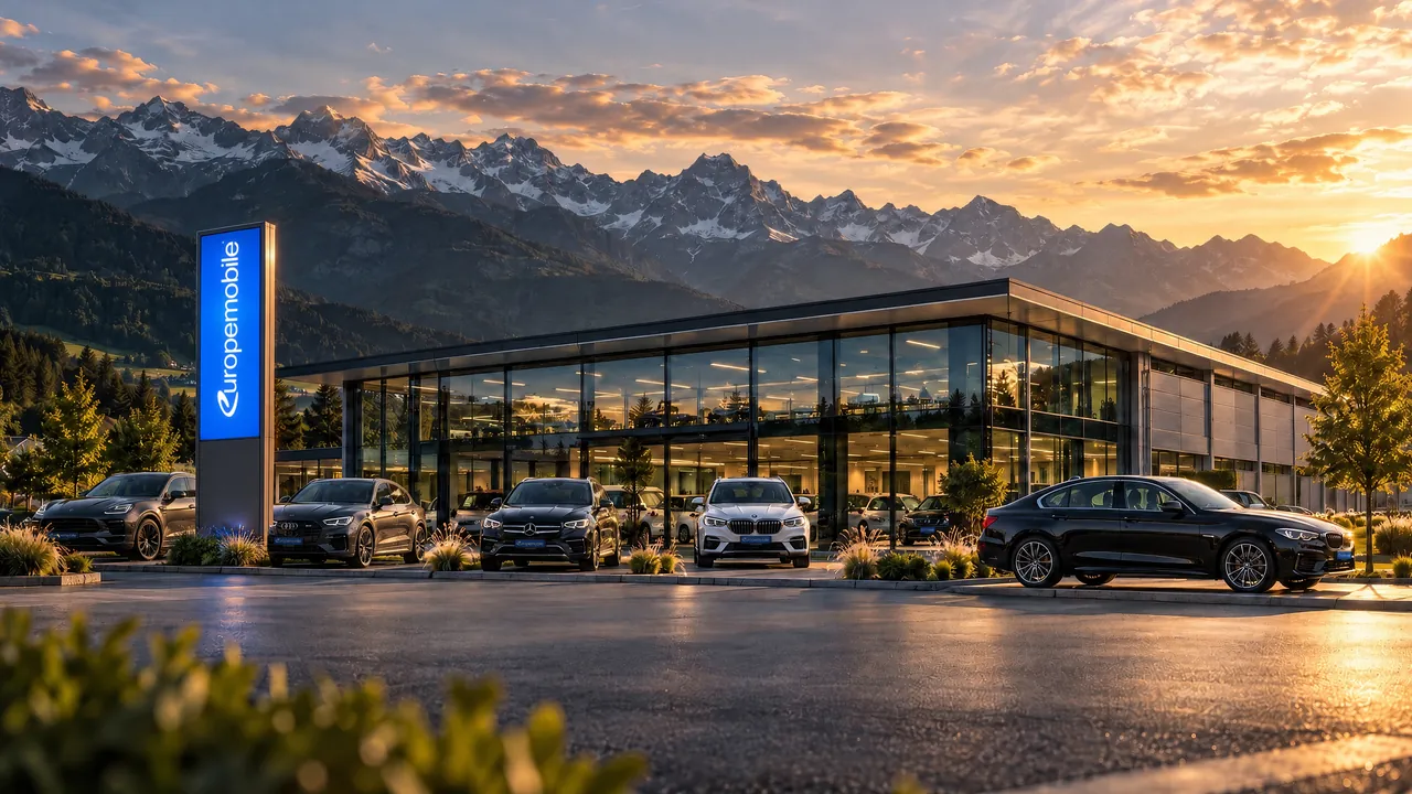 Europemobile-Autohaus in Saaldorf-Surheim mit Bergpanorama (Symbolbild)