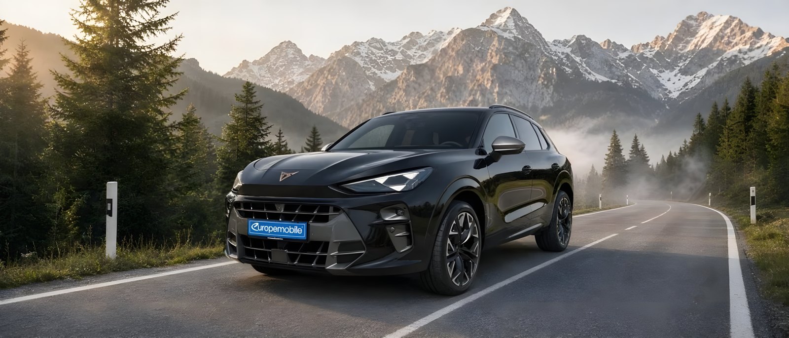 Cupra Terramar VZ in Midnight Black auf einer Alpenstraße