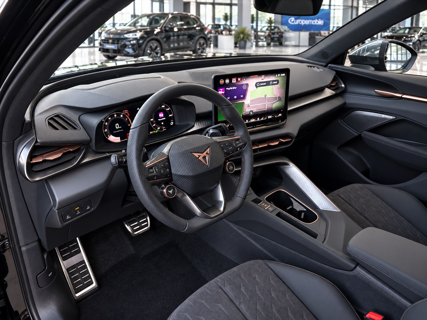 Cupra Terramar: Fahrerplatz, Cockpit, Lenkrad und Touchscreen